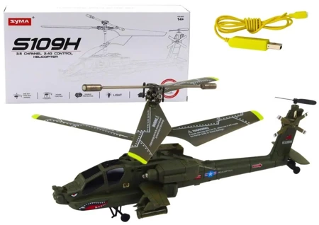 Helikopter militarny RC Syma S109H khaki - Leantoys