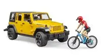 Jeep Wrangler Rubicon z rowerem i figurką - BRUDER