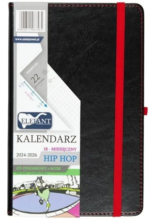 Kalendarz 2024/2026 A5 18M + notes Hip Hop czarny - Elefant