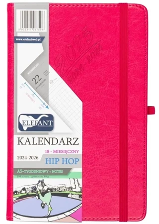 Kalendarz 2024/2026 A5 18M + notes Hip Hop karmaz. - Elefant