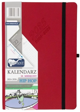 Kalendarz 2024/2026 B5 18M + notes Hip Hop czerw - Elefant