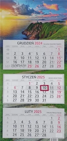 Kalendarz 2025 trójdzielny Klif - Aniew