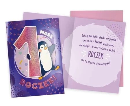 Karnet Roczek pingwinek - Kukartka