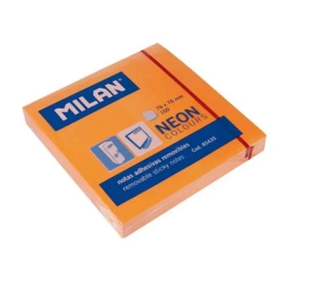 Karteczki Milan samoprzylepne 76x76 neon pomarańczowe