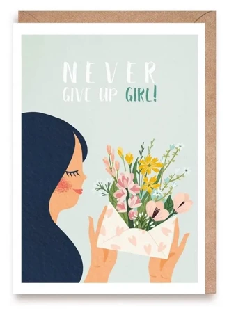 Kartka Never Give Up, Girl!, eko koperta - Cardie