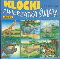 Klocki 9 elementowe zwierzęta świata niebieski - Adamigo