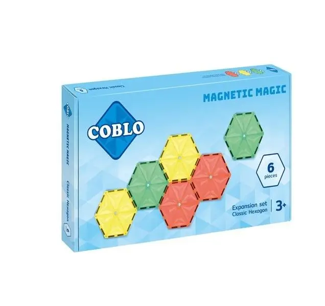 Klocki magnetyczne 6 płyt hexagon 14cm - Coblo