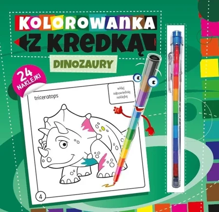 Kolorowanka z kredką. Dinozaury - praca zbiorowa