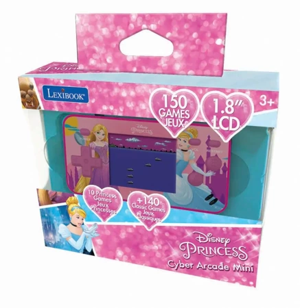 Konsola podręczna Cyber Arcade® Pocket Disney Princess ekran 1,8'' 150 gier w tym 10 z księżniczkami Disneya JL1895DP - Lexibook