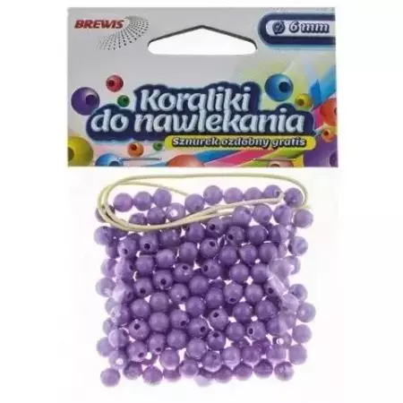 Koraliki do nawlekania fioletowe + sznurek 8mm 16g - Brewis