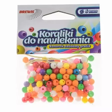 Koraliki do nawlekania multikolor+ sznurek 6mm 16g - Brewis