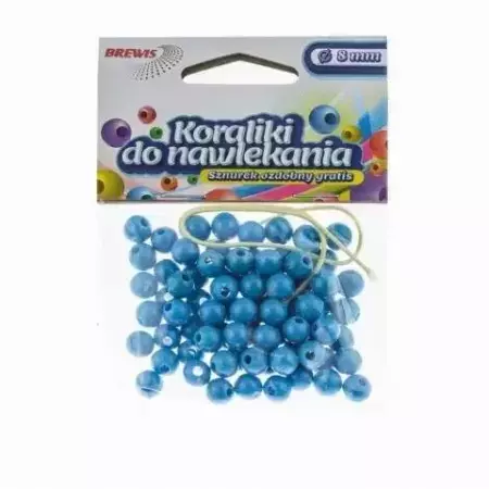 Koraliki do nawlekania niebieskie+ sznurek 6mm 16g - Brewis