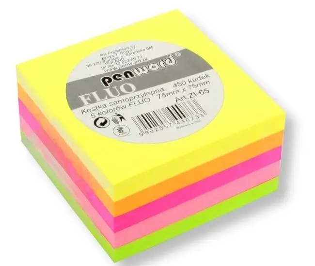 Kostka samoprzylepna fluo 75x75mm 450K - Penword