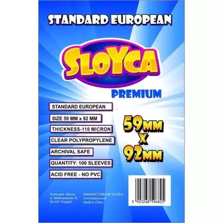 Koszulki Standard European Premium 59x92mm 100szt - SLOYCA