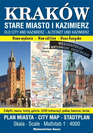 Kraków. Stare Miasto i Kazimierz. Plan miasta foliowany 1:4000 wyd. 2023 - Opracowanie zbiorowe