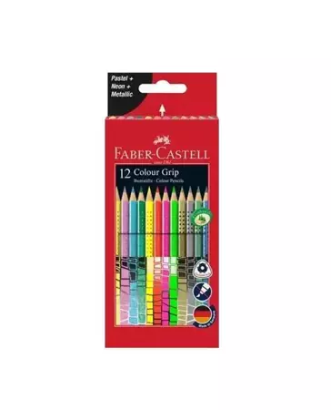 Kredki Grip ołówkowe kolory specjalne 12 sztuk - Faber Castell