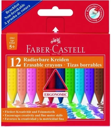 Kredki Grip trójkątne woskowe 12 kolorów - Faber Castell