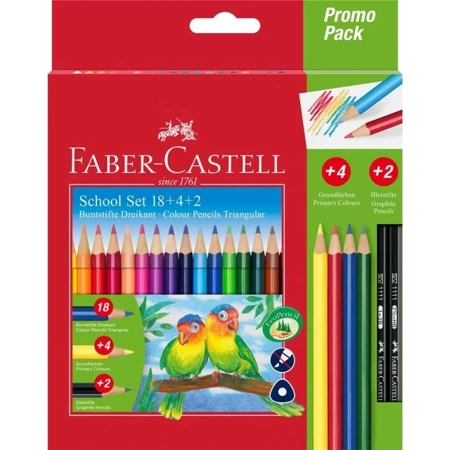 Kredki ołówkowe 18kol+4kol podstaw+2 ołówki - Faber Castell