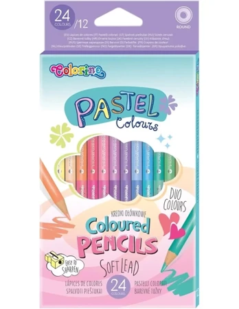 Kredki ołówkowe okrągłe dwukolorowe Pastel Colorino Kids 24 kolory/12 sztuk - PATIO