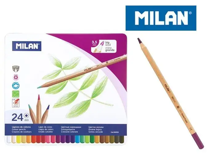 Kredki ołówkowe sześciokątne 24 kolory MILAN