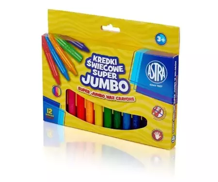 Kredki świecowe Super Jumbo 12 kolorów ASTRA - ASTRA papiernicze