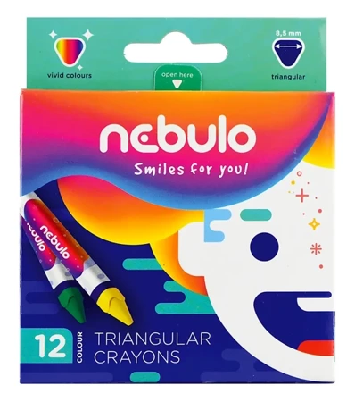 Kredki świecowe trójkątne Nebulo 12 kolorów - Panta Plast