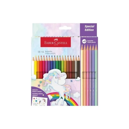 Kredki sześciokątne Unicorn 18+6 kol. - Faber Castell