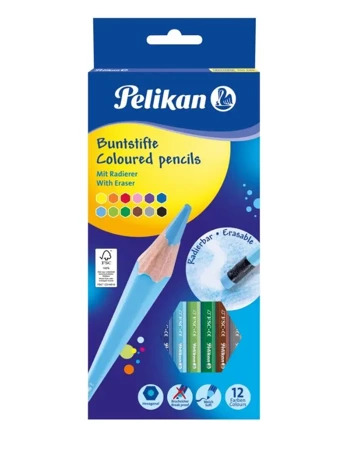 Kredki wymazywalne 12 kolorów - PELIKAN