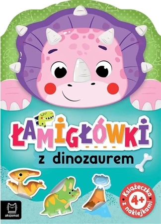 Łamigłówki z dinozaurem. Książeczka z naklejkami 4 - Anna Podgórska