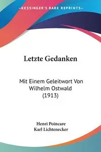 Letzte Gedanken - Poincare Henri