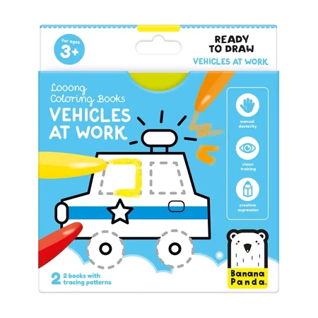 Looong Coloring Books - Ready To Draw. VEHICLES AT WORK 3+