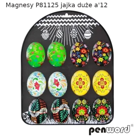 Magnesy świąteczne pisanki duże 12szt - Penword