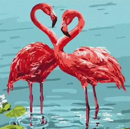 Malowanie po numerach - Jasne flamingi 30x30cm - Ideyka