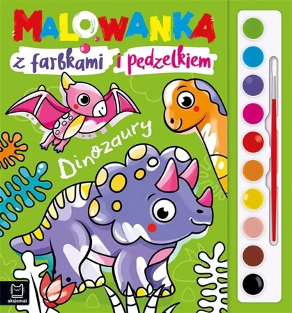 Malowanka z farbkami i pędzelkiem. Dinozaury - Anna Podgórska