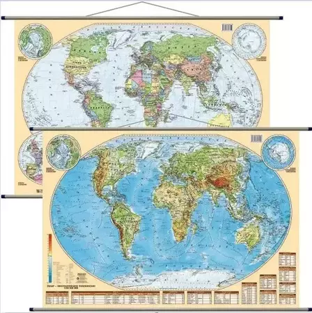 Mapa ścienna - fizyczno-polit. 1:60 000 000 Świat - praca zbiorowa