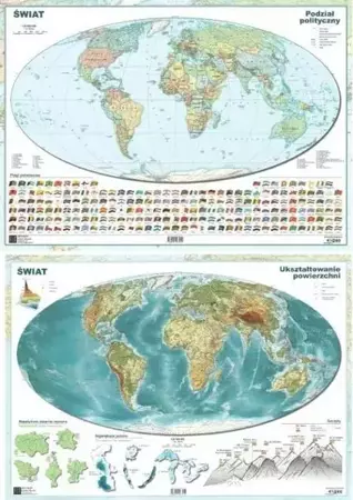 Mapa świata A2 Dwustronna laminowana ART-MAP - praca zbiorowa