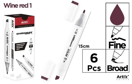 Marker Chromax z 2 końcówkami wine red 1 (6szt) - Artix