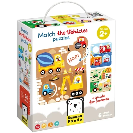 Match the Vehicles. Puzzles 2+ - Banana Panda