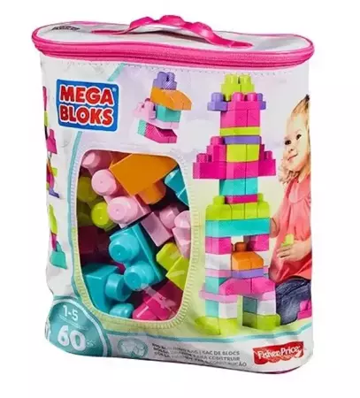 Mega Bloks Duża ECO torba z klockami różowa - Mattel