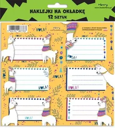 Naklejki na zeszyty - Lamy (12szt) - Henry