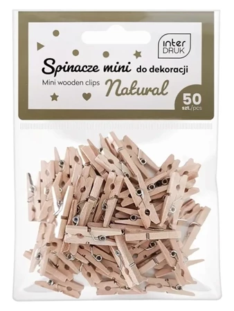 Naturalne spinacze do dekoracji mini 50szt - INTERDRUK