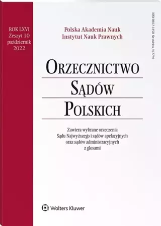Orzecznictwo Sądów Polskich 10/2022 - praca zbiorowa