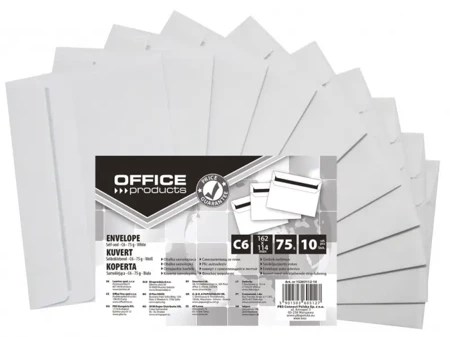 Paczka koperty samoklejące Office Products 114x162mm białe 10szt.