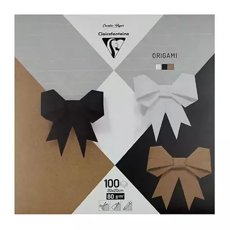 Papier origami 20x20 cm Neutralne mix 3 kolorów 100 arkuszy - Clairefontaine