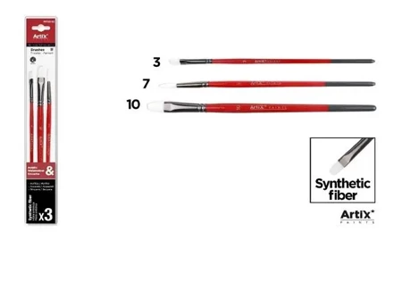 Pędzle syntetyczne miękkie 3szt - Artix