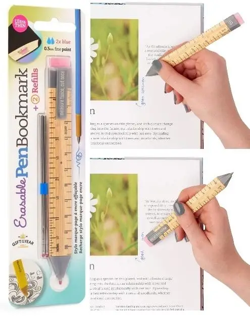 Pen Boomkark zakładka długopis - Linijka + wkłady - Thinking Gifts