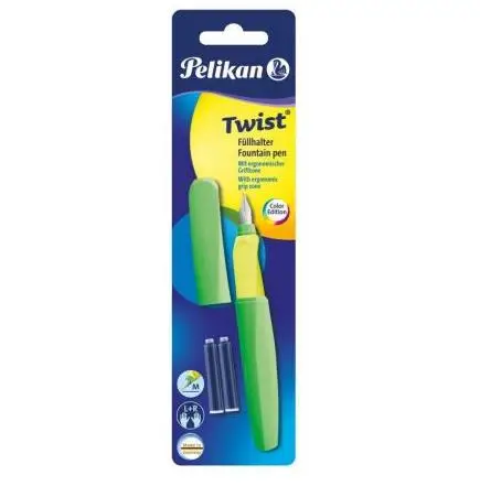 Pióro wieczne Twist P457 M neon zielony + 2 naboje - PELIKAN