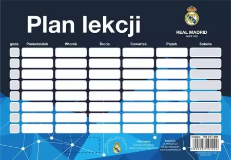 Plan lekcji RM-108 Real Madrid 3 (25szt) ASTRA - ASTRA papiernicze