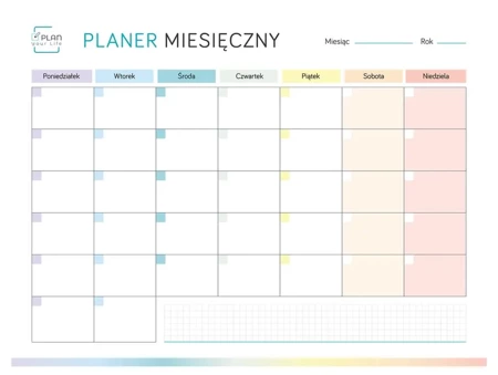 Planer magnetyczny miesięczny 40x30 z markerem tęczowy - Rawmark