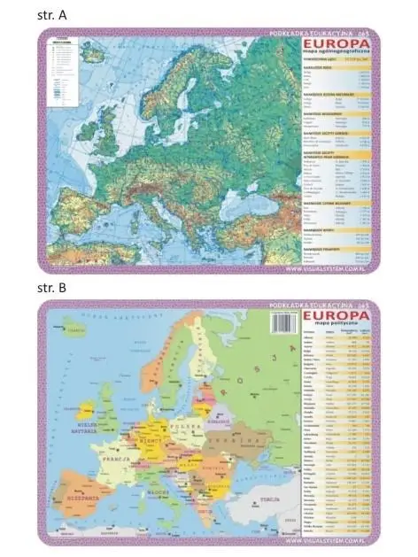 Podkładka edu. 063 - Europa mapy fizyczna i pol. - Visual System